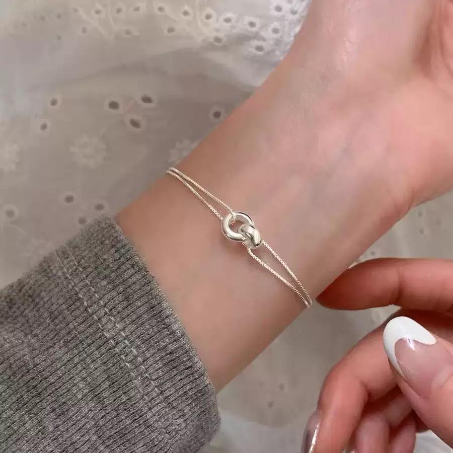 Минималистичный японско-корейский набор: ожерелье и браслет с двойным слоем: Высококачественный женский чокер на ключицы