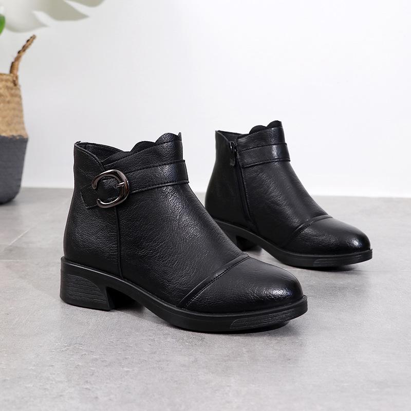 

НОВЫЕ модные мягкие кожаные женские ботильоны на высоком каблуке с застежкой-молнией, теплые меховые зимние ботинки для женщин больших размеров rtg5 4 чёрный