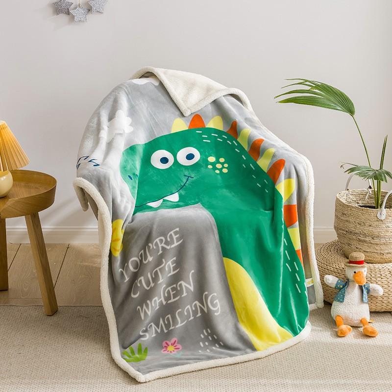 Soft Cartoon Fleece Blanket Toddlers Nap Time Double-Layer Sherpa 100x140cm Kids Bedding