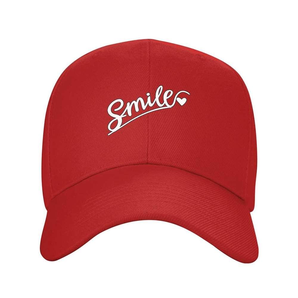 Smile Text Baseball Cap Unisex Adjustable Strap Solid Color Casual Outdoor Hat One Size