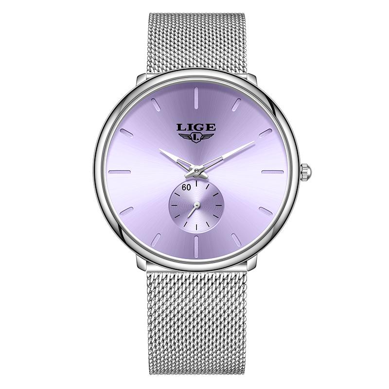 LIGE Ultra Dünne Netz-Quarzuhren Für Damen Einfach Elegant Wasserdicht Damen Uhr Mode Sport Damen Armbanduhr Reloj