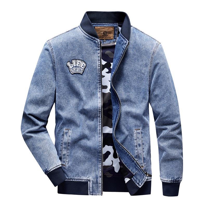 Autumn Denim Fit Side Seam Pocket Slim Zipper Spot Ordinary Casual Youth Jacket