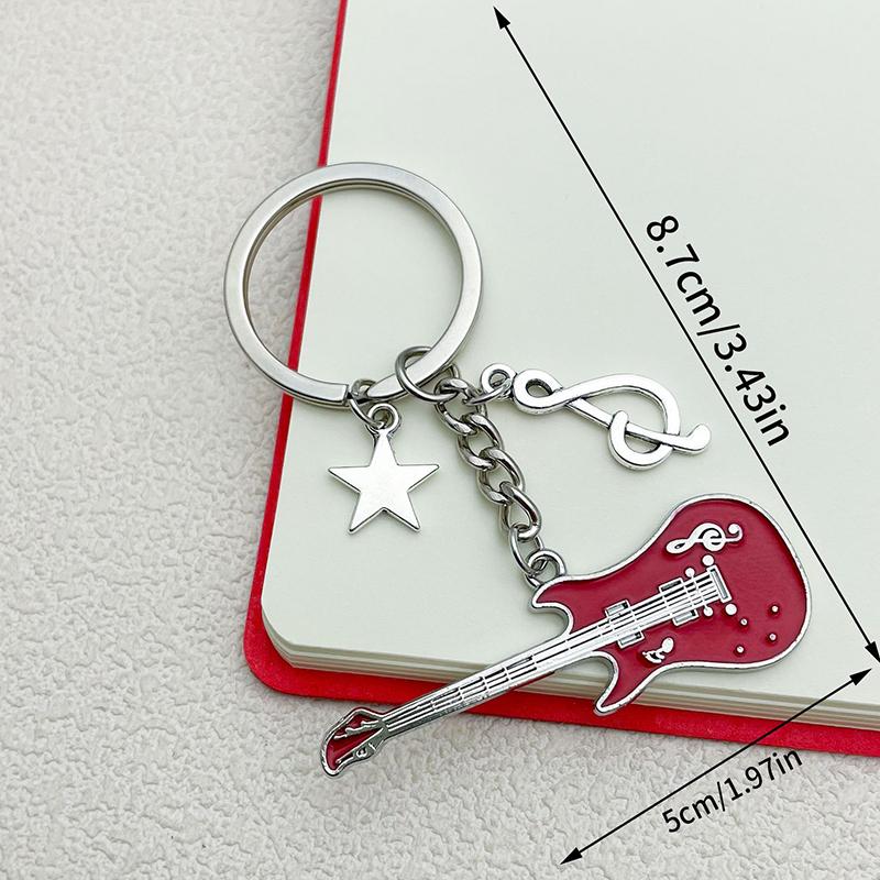 Y2k Guitar Musical Symbols Star Keychain Pendant For Men Women Punk Style Fashion Rock Bag Charm Accessories Gift