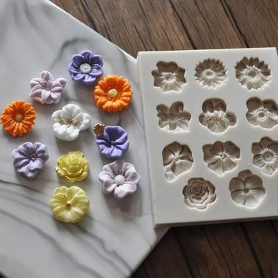 Sonnenblume Rose Blumenform Silikonform Kuchen DIY Dekoration Schokolade 3D Form Werkzeuge Farbe Zufällig