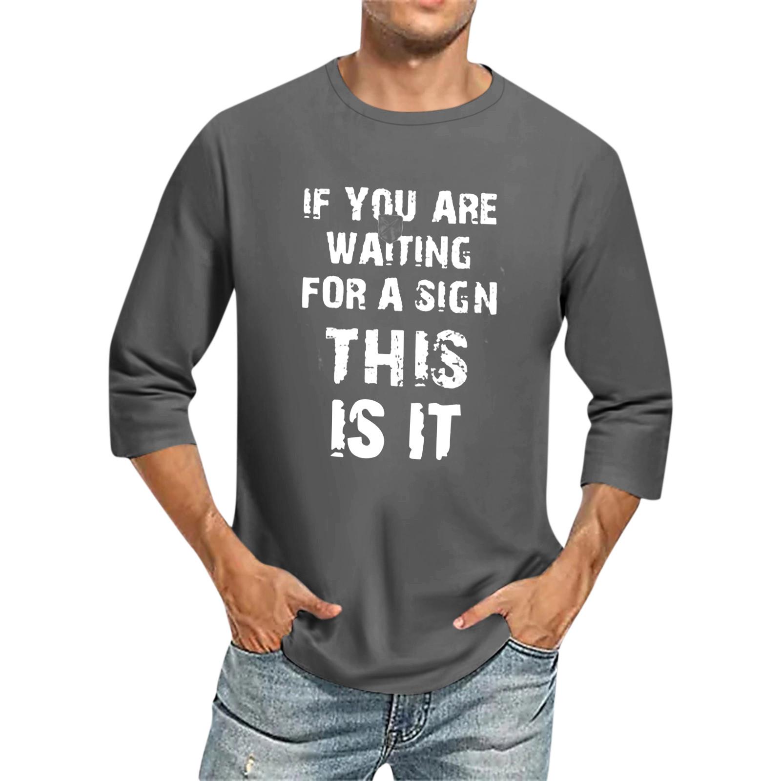 

Мужская повседневная модная футболка с круглым вырезом и рукавом три четверти L