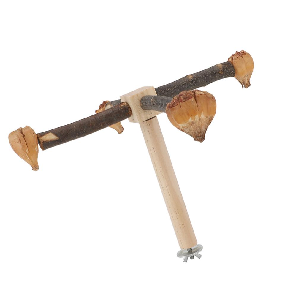 Rotating Parrot Perch Toy Interactive Training Wooden Bird Stand Exercise Toy with Chew Toy for Bird