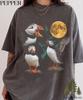 Three Puffins Moon Shirt, Vintage Puffin Bird Tee, Retro Seabird Graphic Shirt, Puffin Lover Gift, Funny Coastal Bird Tee