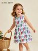 European Style Girls' Short-Sleeve Round Neck Summer Princess Dress, Fashionable Children's Clothing.
