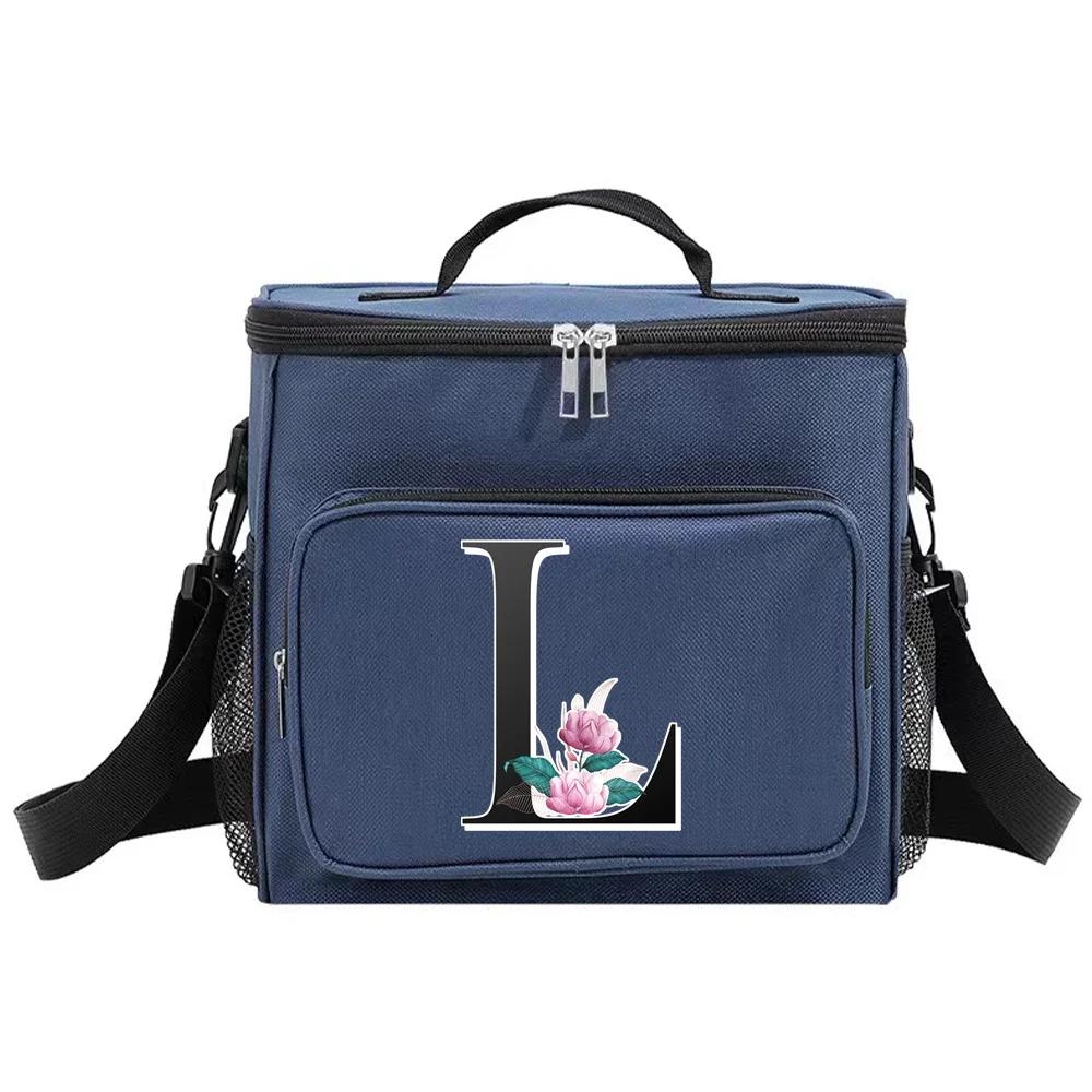 Insulated Lunch Bags Cooler Box Thermal Organizer Handbag for Student Waterproof Camping Storage Boxes Whitemarble Pattern