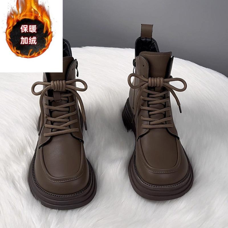 Martin boots women's new autumn and winter thick-soled velvet black short boots women's versatile single boots