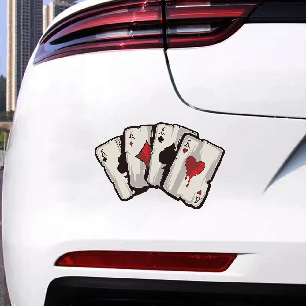 Motorcycle Car Sticker Playing Card A Decals Waterproof Vinyl Decal Accessories For Skoda Seat VW Volkswagen Suzuki Smart Toyota