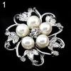 Faux Pearl Flower Brooch Collar Pin Rhinestone Crystal Bridal Jewelry Present
