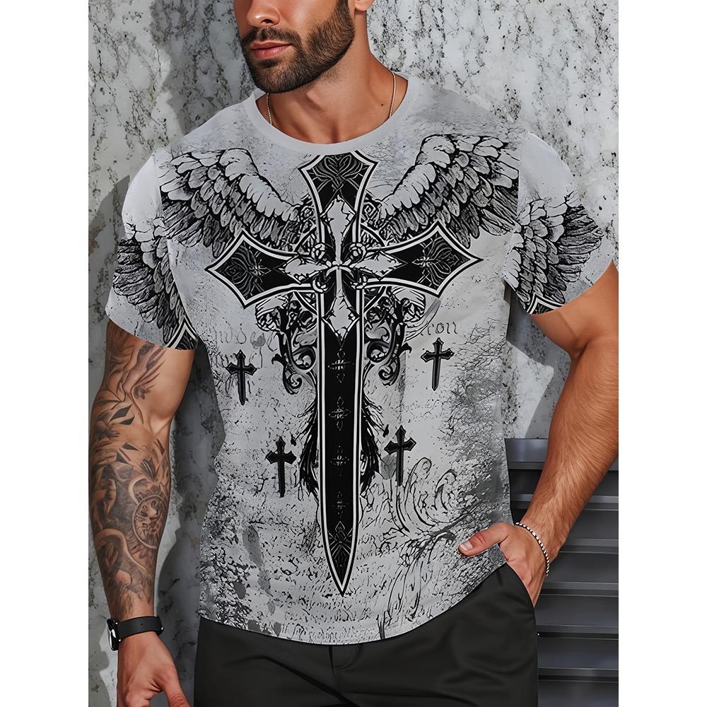 Egyptian Religious Style 3D Anubis Printed Men's Short-sleeved Shirt Outdoor Sports Men's Fitness T-shirt Street Fashion T-shirt