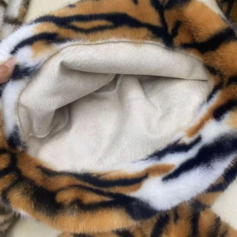 Soft Fluffy Faux Fur Hat Thick Warm Plush Neck Warmer Leopard Print Scarf Women Ladies