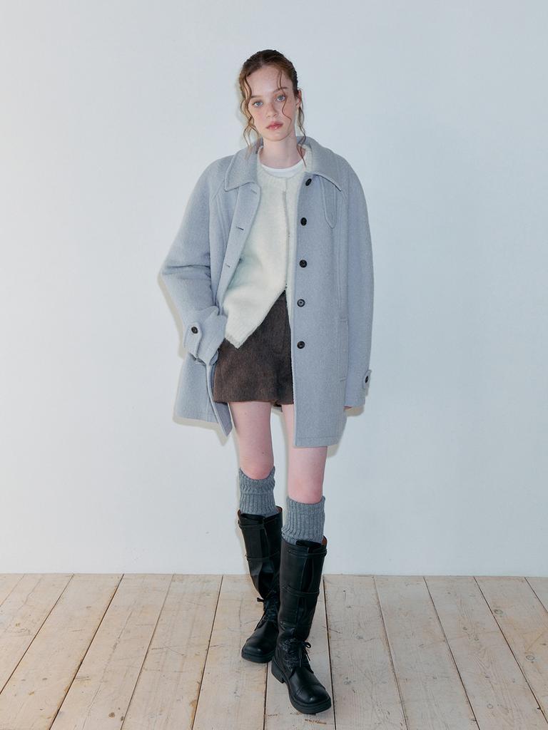 ETMON Boucle Stitch Half Coat, Light Blue