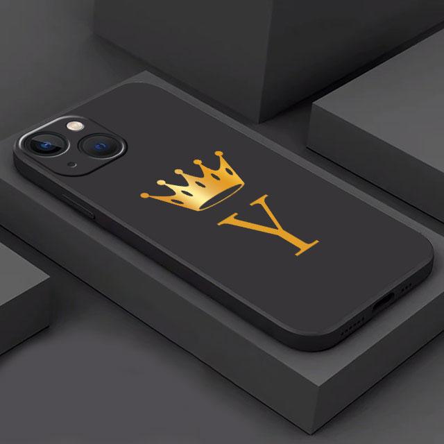 Crown Letters A B Phone Case For iPhone Samsung Galaxy Redmi Xiaomi Oppo OnePlus Note S A 7 8 9 10 11 12 13 14 20 21 22 23 53 54 Pro Max Plus Ultra