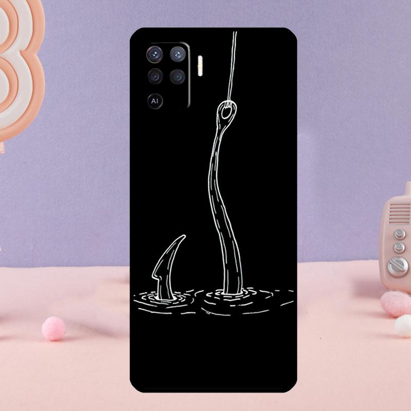 Fish Hook Fishing Phone Case For Oppo A80 A60 A40 A94 A54 A98 A78 A18 A38 A58 A16 A76 A96 A17 A77 A74 A57S A15