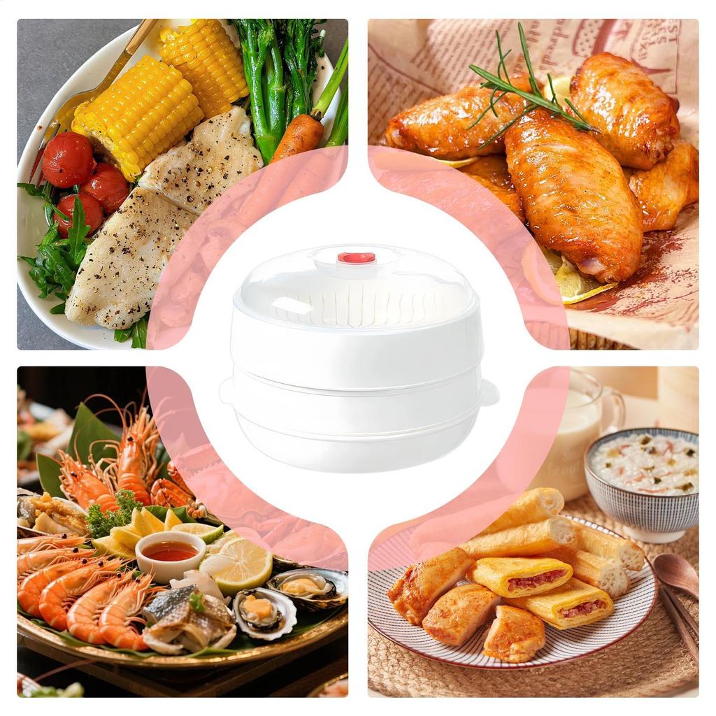 Microwave Steamer For Cooking Microwave Steamer Cooker With Lid Heat-Resistant Heating Bowl For Rental Dormitory Businesses