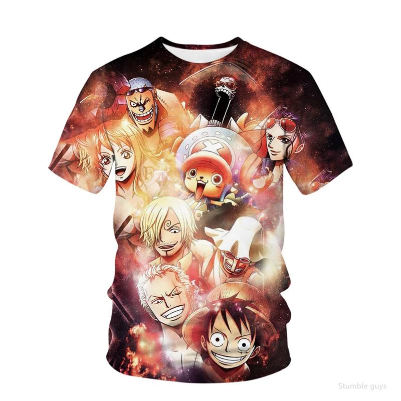 Summer Kids One Piece T-Shirt Luffy Art Print Casual Boys Clothes Girls Short Sleeve Men Jersey Outdoor