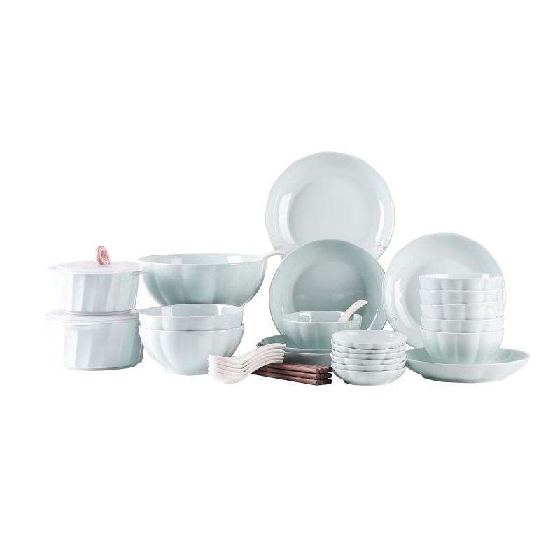 Golden Gourd Celadon 36-Piece Ceramic Dinnerware Set
