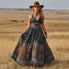New Boho Dress for Women, Summer Sexy V Neck Printed Fashion Casual Dress, European American Style