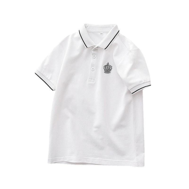 Children's Summer Polo Shirt, Short-Sleeved Pique Cotton, Turn-Down Collar, School Uniform, Boys & Girls' Clothing