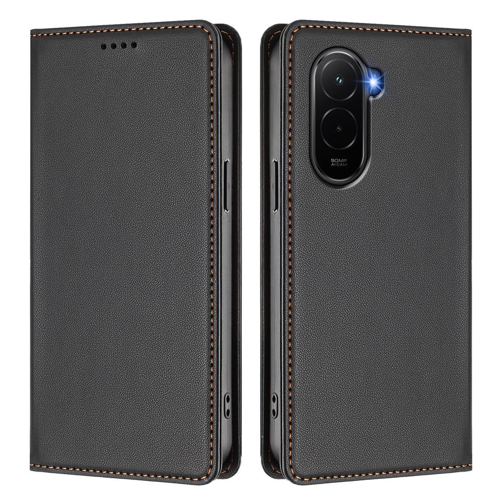 Pro Xiaomi Poco M7 4G (EU) (171 mm) Kožené pouzdro na peněženku s magnetickým uzávěrem a RFID blokováním