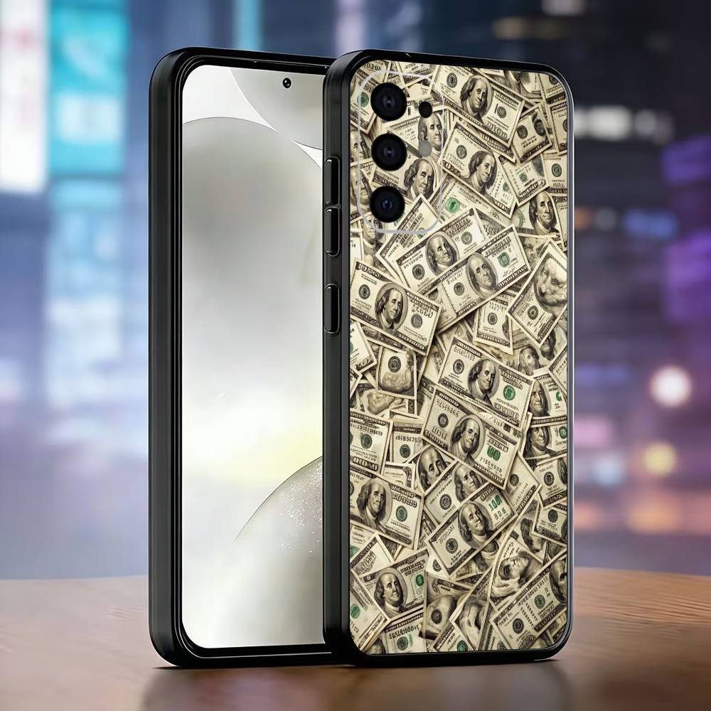 Money Gold Art Phone Case For Samsung S25,S24,S21,S22,S23,S30,Ultra,S20,Plus,Fe,Lite,Note,10,Black Cover