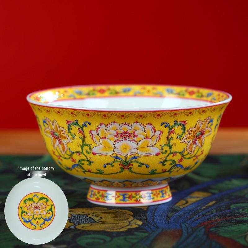 Jingdezhen Ceramic Rice Bowl: High-Foot, Enamel Color, Longevity Design