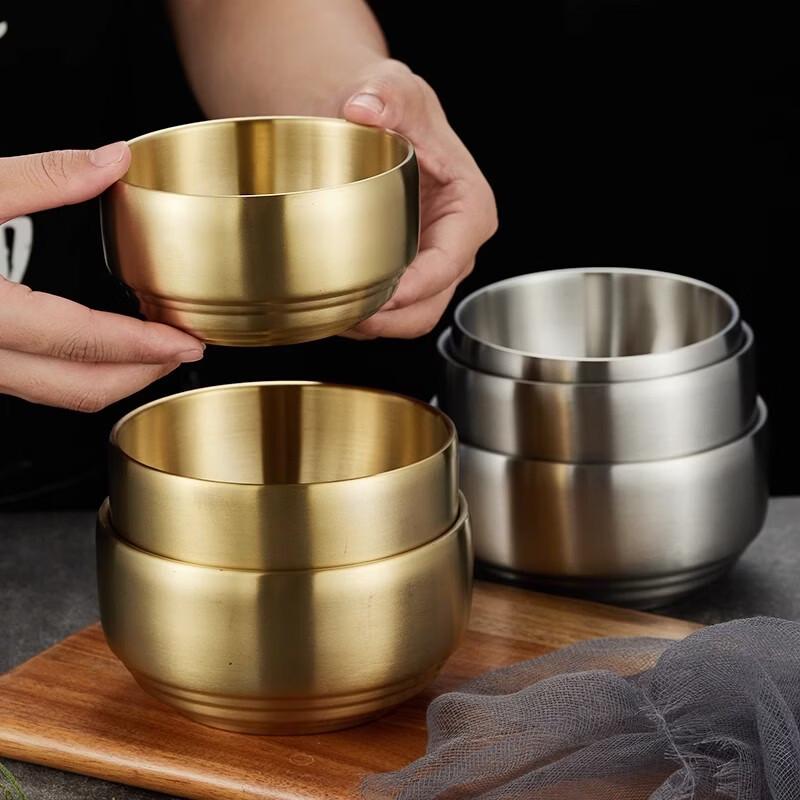 ZISIZ 304 Stainless Steel Double-Layer Salad & Rice Bowl