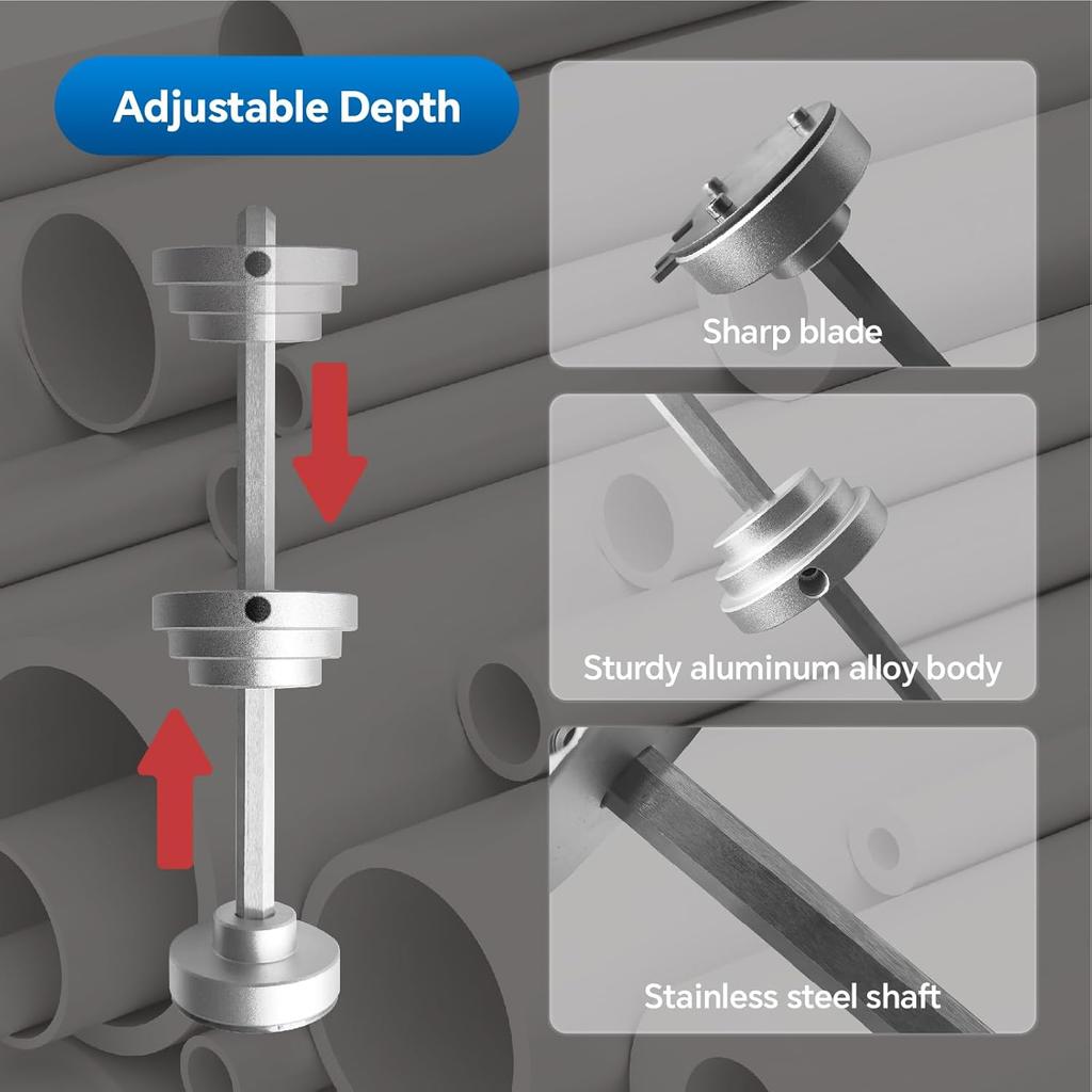 Inside Pipe Cutter for 1-1/2 Inch and 2 Inch Schedule 40 Pipe,Plastic pipe cutter kit for PVC pipes up to 7 inches deep