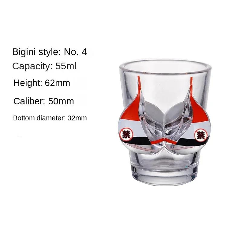 Hand Painted Pattern Glass Cup for Women, Small Wine Cup, Durable Human Bikini, Shot Glass