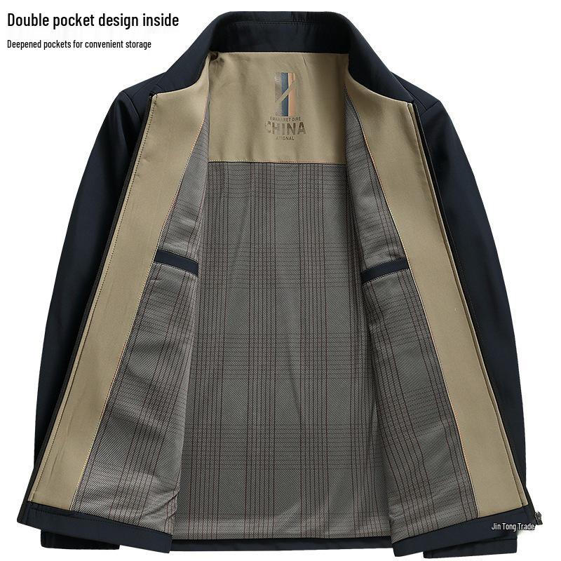 Woodpecker 2025 Dad Outerwear Set: Men's Spring and Autumn Jacket for Middle-Aged and Elderly
