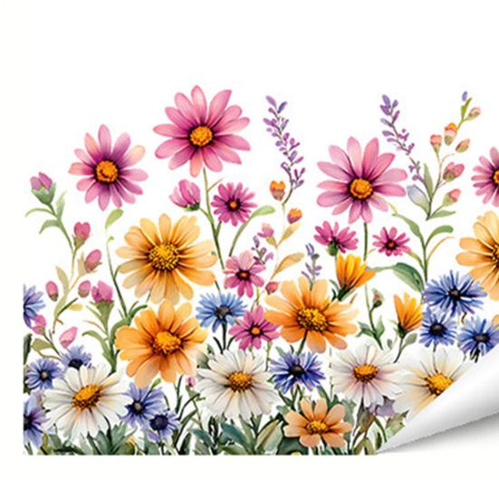 Glass Sticker Peel Stick Static Window Film Vibrant Color Spring Flowers Butterflies Pattern Window Decal Home Decor