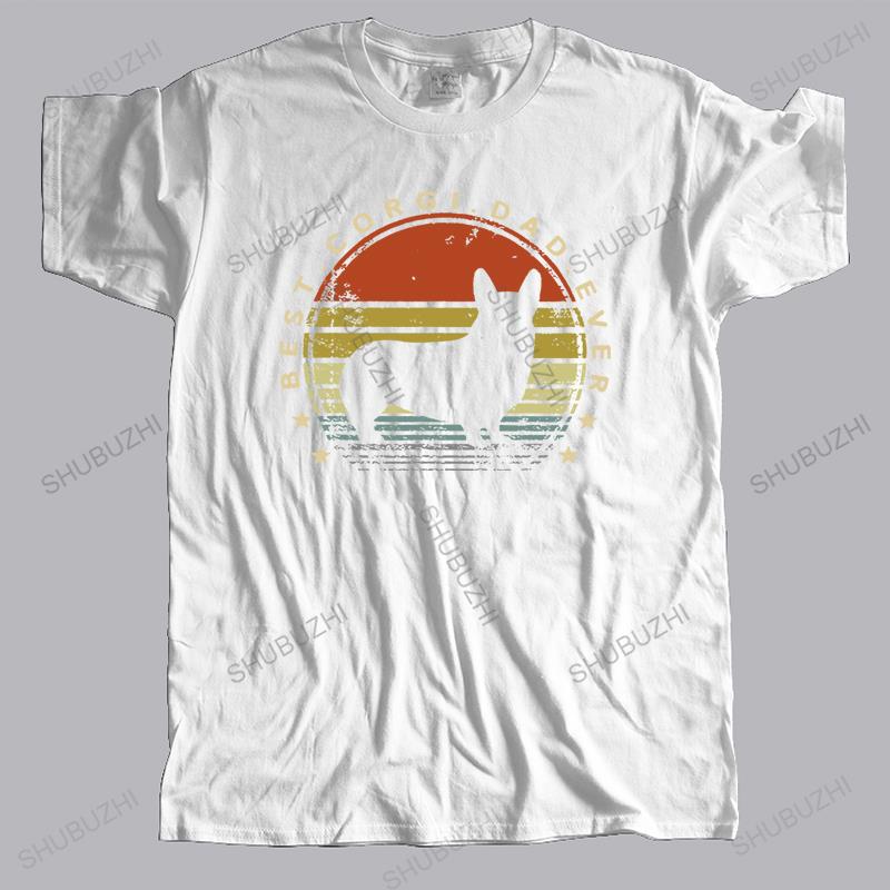 Male Streetwear T-shirt Cotton T Shirt Men Crew Neck Tops BEST CORGI DAD EVER Bigger Size Summer Loose Top Gift Black Tee-shirt