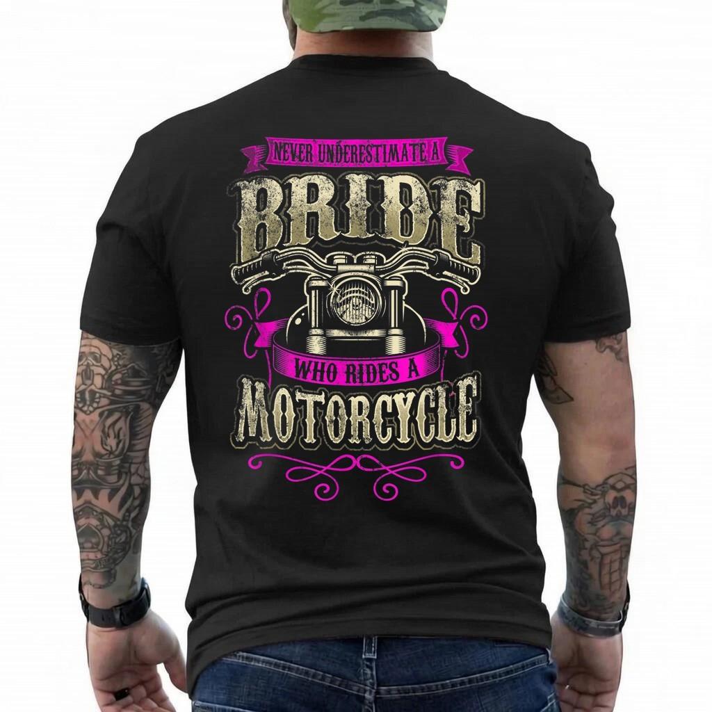 Bride Motorcycle Gift Women Biker Wedding Bachelorette T-Shirt M