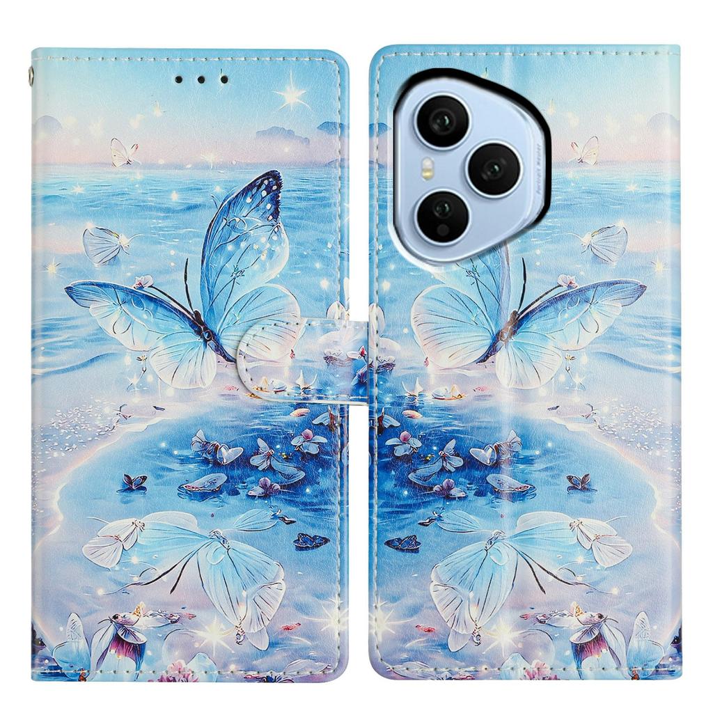 Für Honor 400 Pro 5G (Global) Handyhülle mit Musterdruck, Brieftasche, Ständer, Flip-Leder-Handyhülle mit Riemen