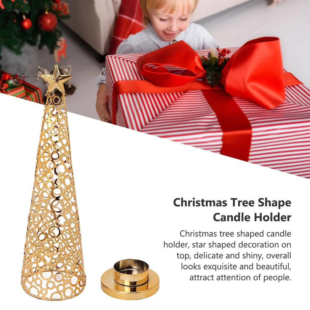 Metal Christmas Tree Candle Holder with European Style Tea Light Candle Cups for Wedding and Holiday Decor Tree Shaped Metal