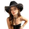 Women S Felt Jazz Hat With Rhinestone Tassel For Party
