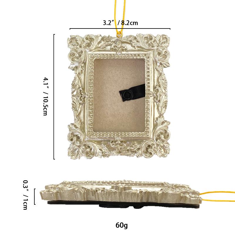 European Mini Golden Retro Small Photo Frame Home Decor Picture Frame Room Wall Decoration Pendant Accessory Resin Handicrafts