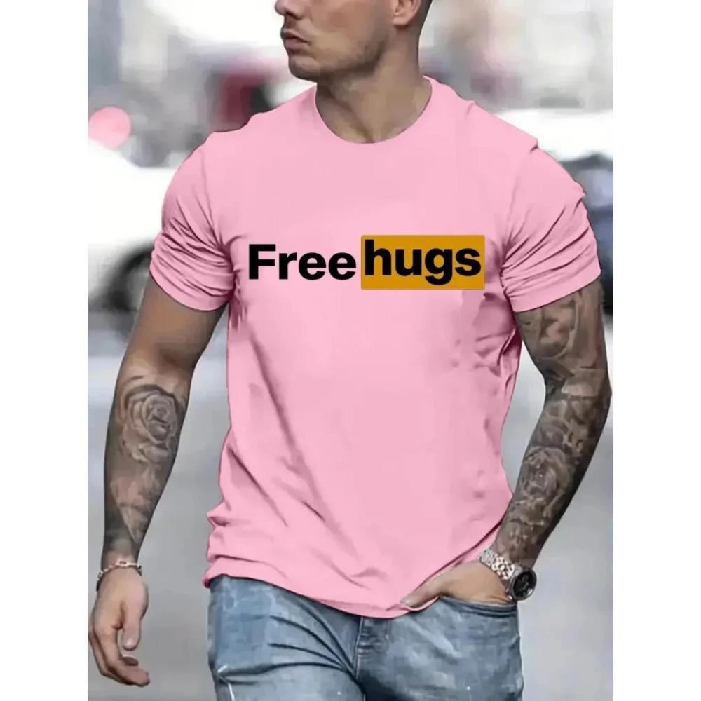 T-shirts décontractés pour hommes Imprimé Free Love T-shirt d'été à col rond pour hommes Vêtements Haut à manches courtes T-shirt Drôle Streetwear T-shirt
