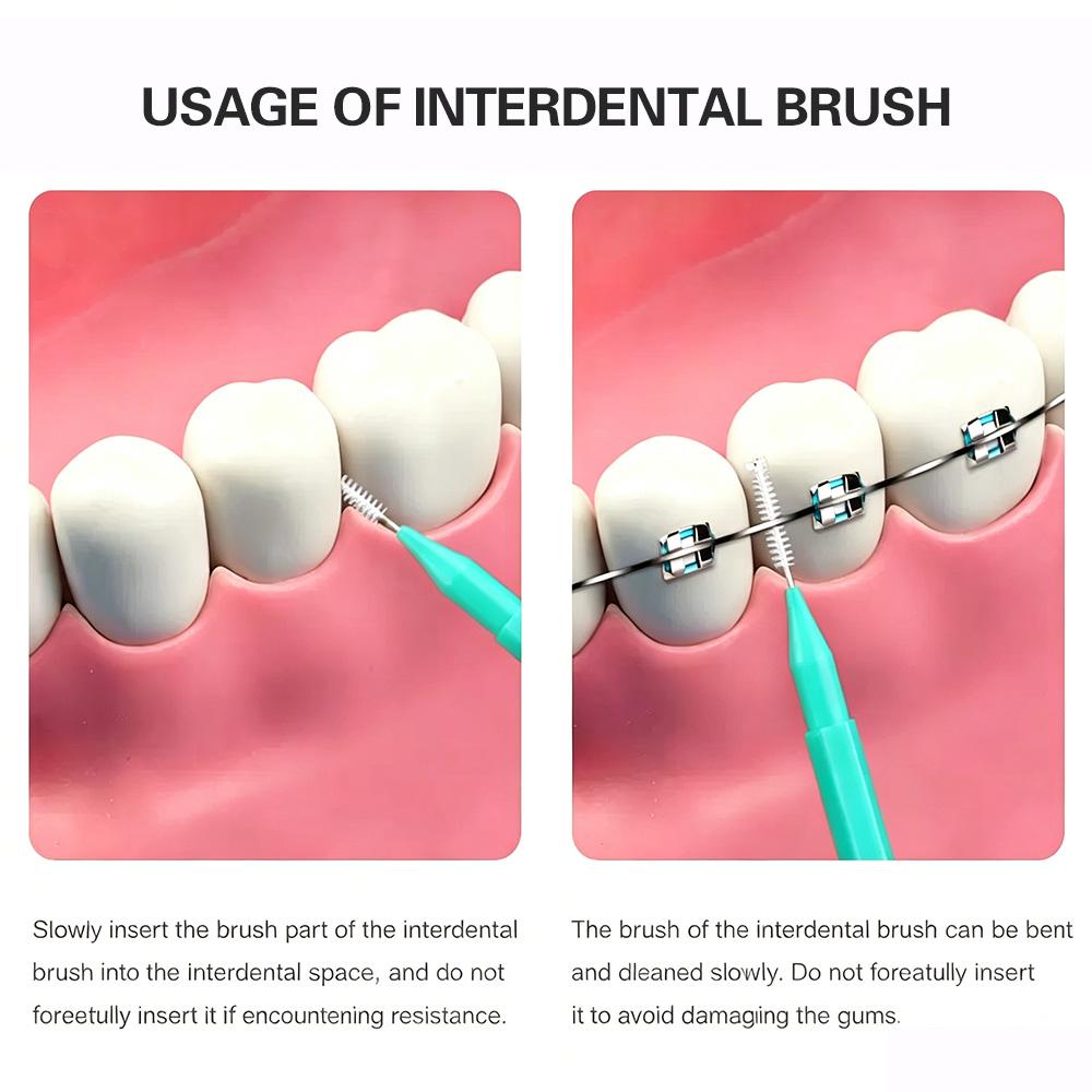 Daily Oral Hygiene Interdental Brush 0.09cm 0.04In Portable Teeth Interspace Cleaner Disposable Dental Gap Cleaning Too