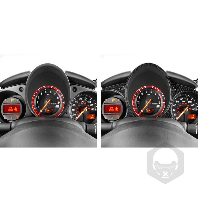 For Nissan 370Z 2009-2024 3pcs/set Carbon Fiber Car Dashboard trument Cluster Board Trim Dash Speed Panel Cover Frame Sticker