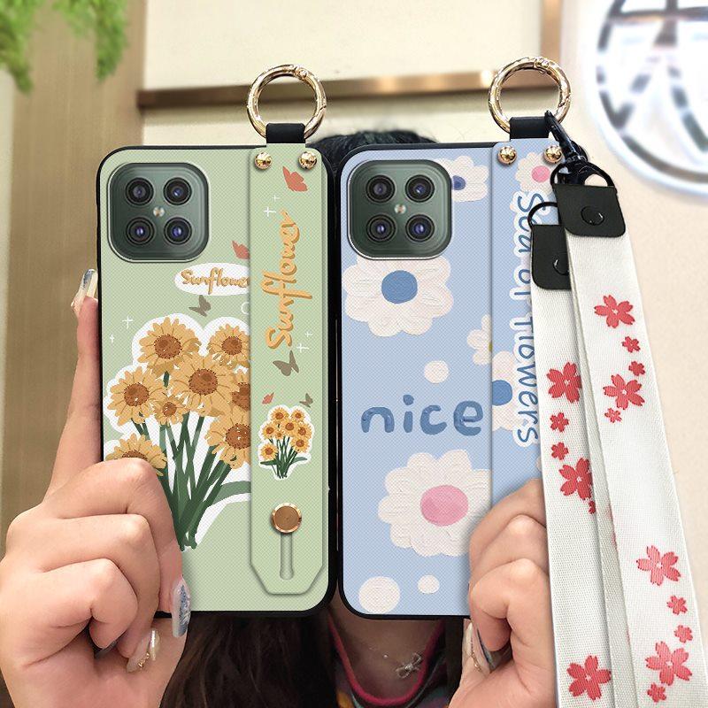 Shockproof Back Cover Phone Case For Cubot C30 Soft case Durable Flower Phone Holder Ring Wrist Strap Dirt-resistant