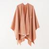 Solid Color Winter Knitted Shawl Wrap With Slit Hem Warm Lightweight Cape Women Men Street Style