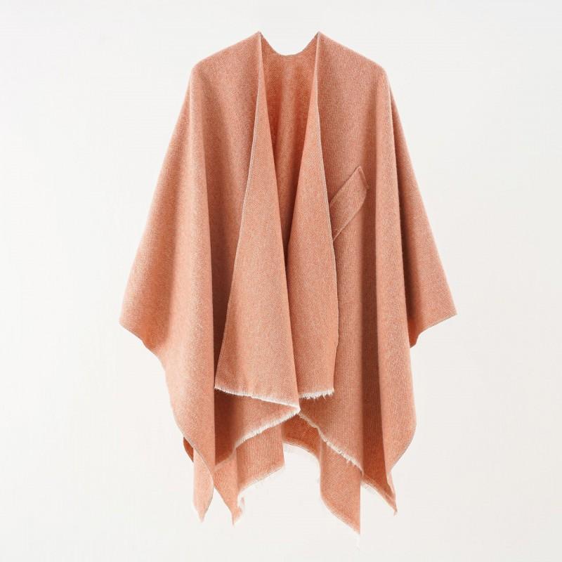 Solid Color Winter Knitted Shawl Wrap With Slit Hem Warm Lightweight Cape Women Men Street Style