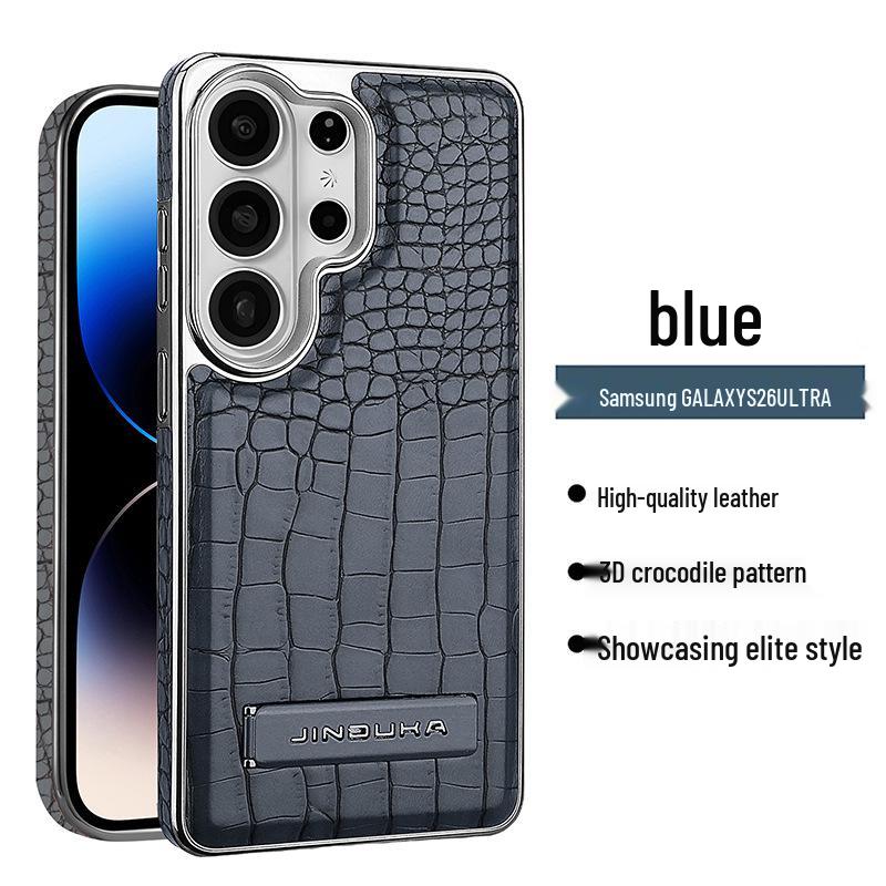 Samsung S26 Ultra Phone Case with Stand: Premium Crocodile Pattern, Magnetic Charging, Business Style