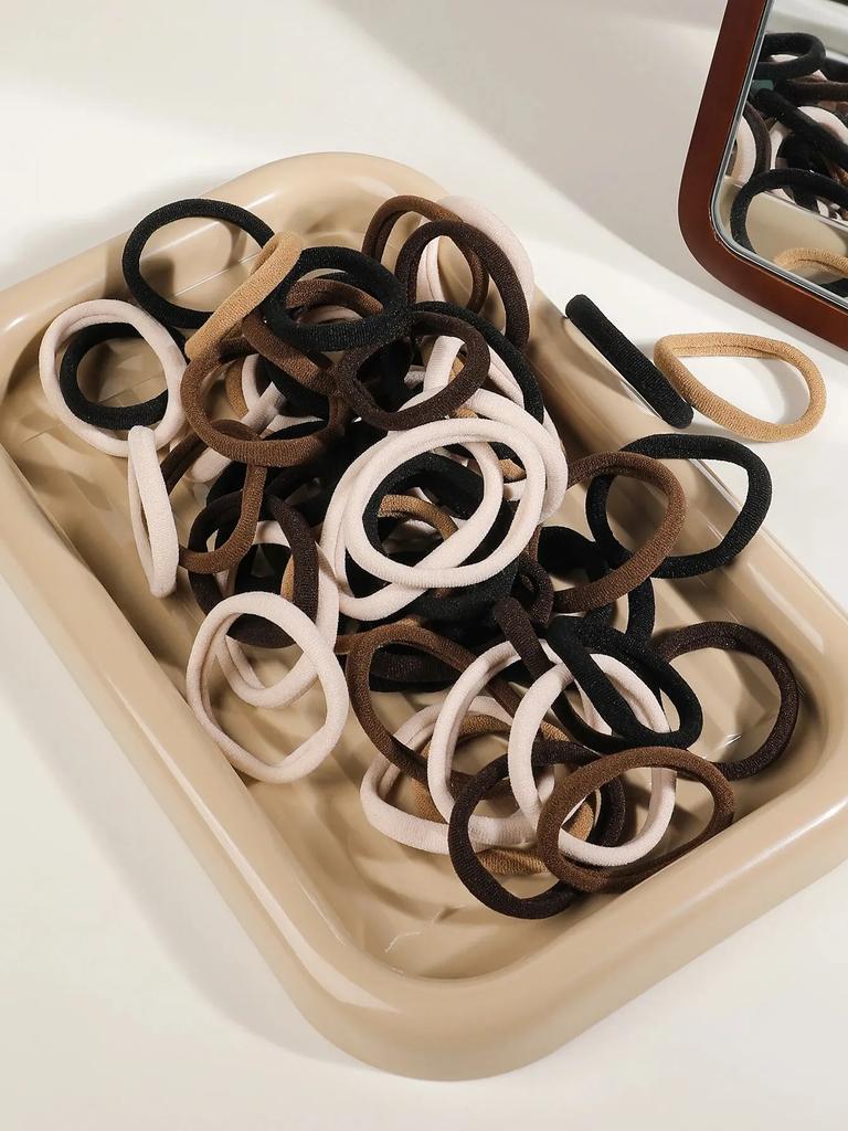 100PCS Black Hair Ties for Women Girls, Seamless Thick Black Hair Band, Elastic Hair Ties No Damage Ponytail Holder