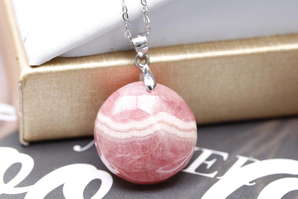 KOUOKU Old Inca Rose Pendant Necklace K18 Gold Plated Silver S925 Engraved Ring Metal Allergy Friendly Natural Stone Power Stone [K Memories]
