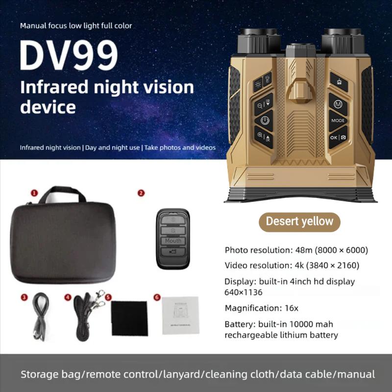 4K Night Vision Binoculars with 16X Digital Zoom and 7 Gear Infrared 4 Inch Large Screen WiFi for Hunting & Wildlife Observation